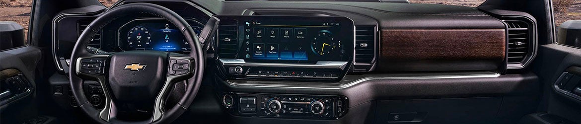 2026 Chevrolet Silverado 2500 HD infotainment system in Orangeburg, SC, featuring a 13.4-inch touchscreen and advanced connectivity with Apple CarPlay®, Android Auto™, and available Google built-in for seamless navigation and entertainment on the road.
